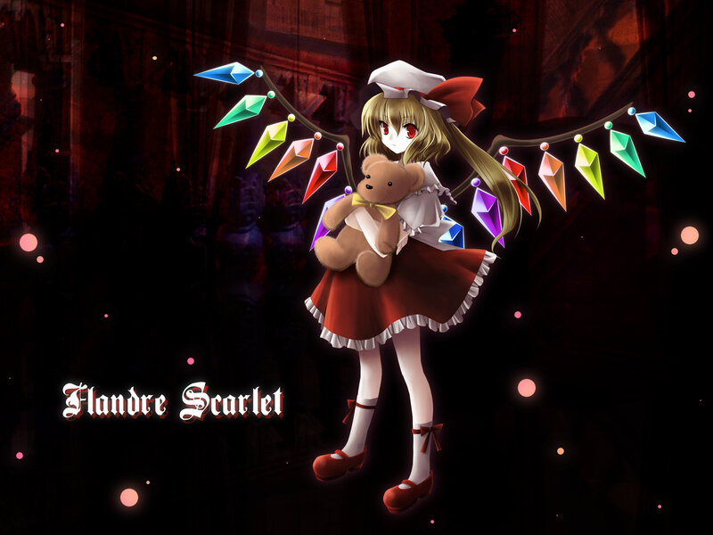 Anime Girl with Teddy Bear — Red