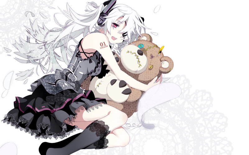 Anime Girl with Teddy Bear — White, Calm, Teddy Bear