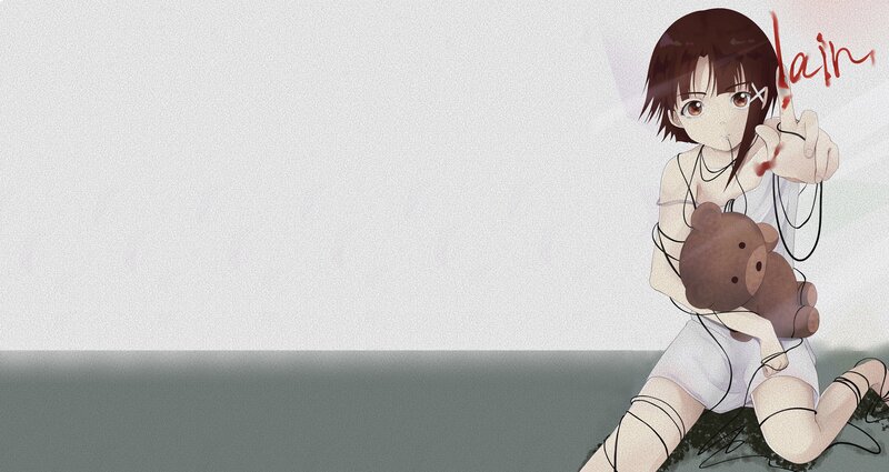 Anime Girl with Teddy Bear — White, Disturbing