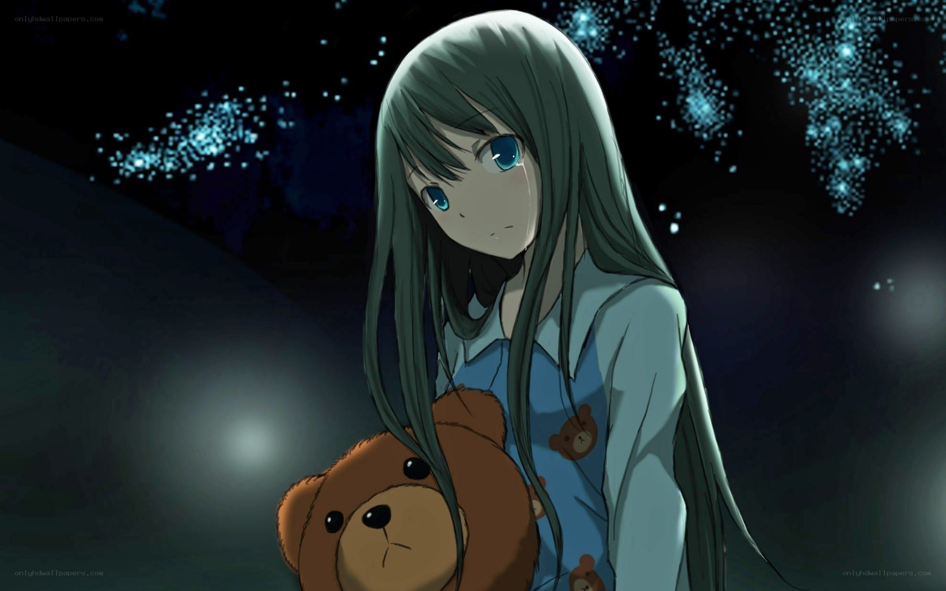 anime girl with teddy bear