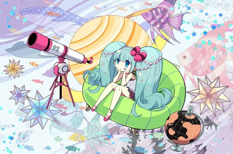 anime girl with telescope