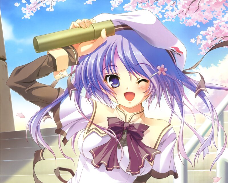 Anime Girl with Telescope — Purple