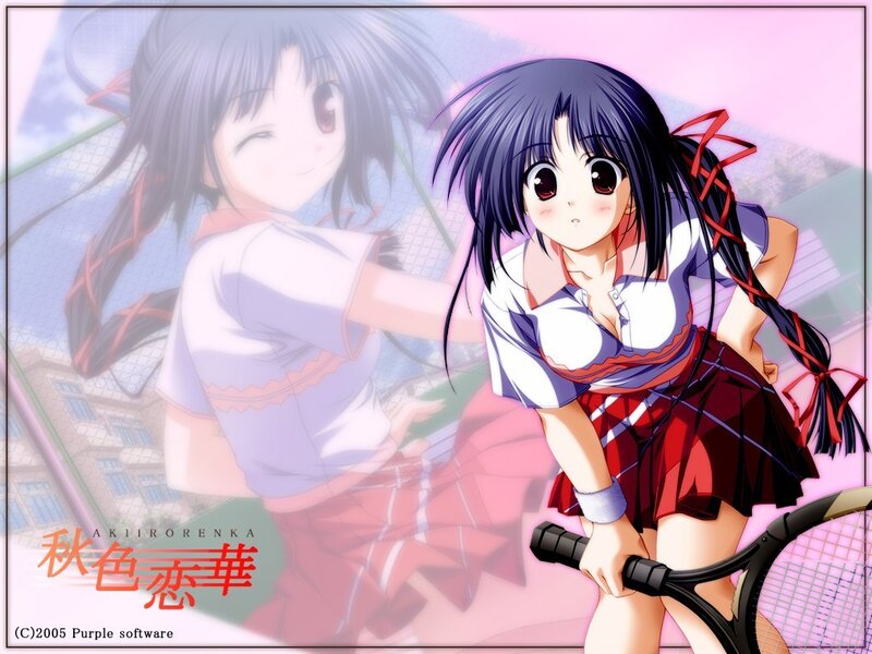 Anime girl with tennis racket