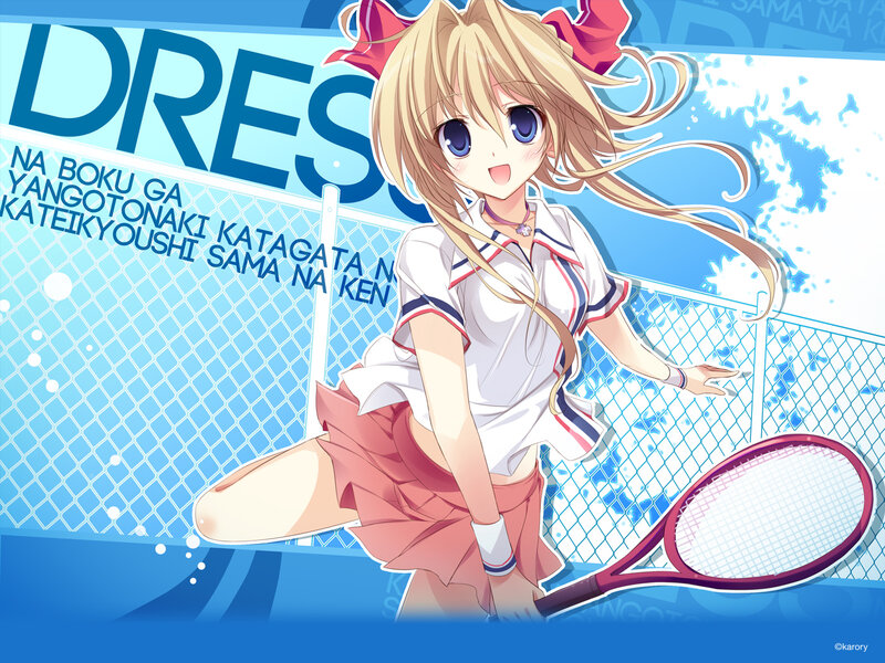 Anime Girl with Tennis Racket — Blue