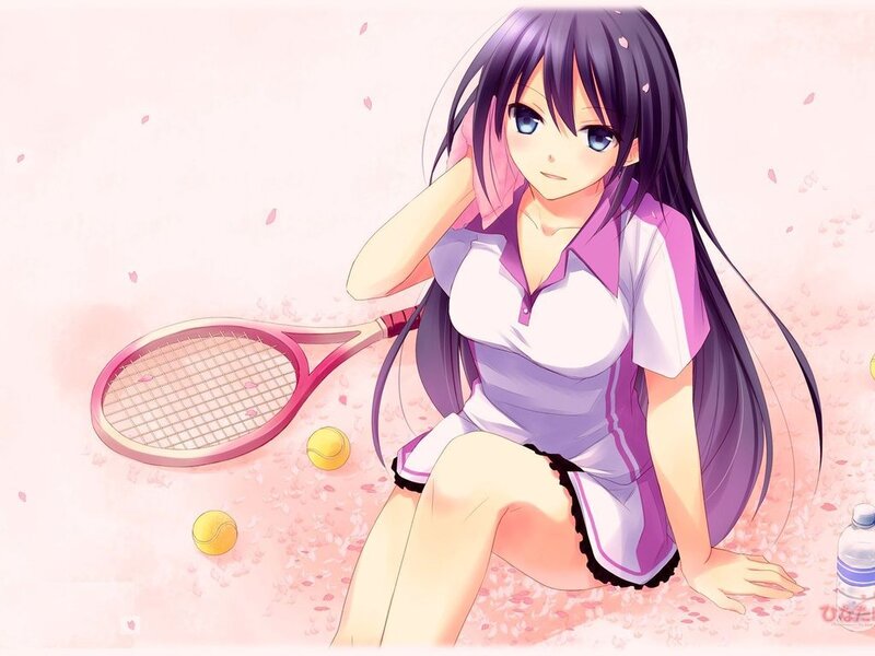 Anime Girl with Tennis Racket — Pink