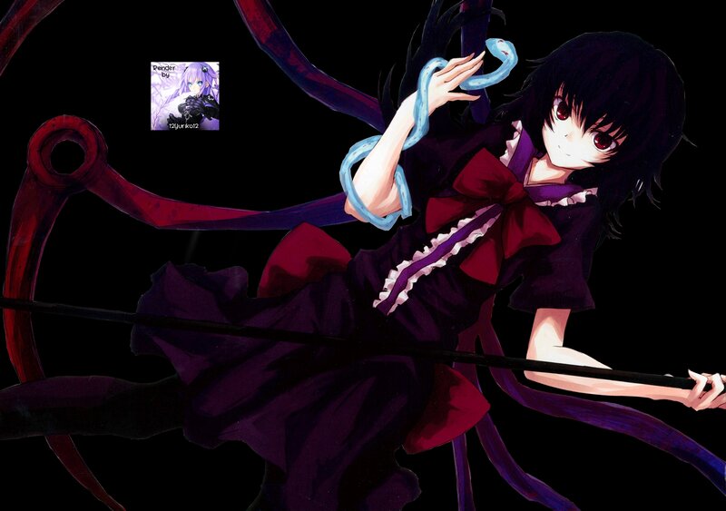 Anime Girl with Tentacles — Black, Dramatic, Night