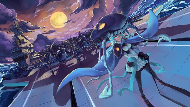 Anime Girl with Tentacles — Blue, Dramatic