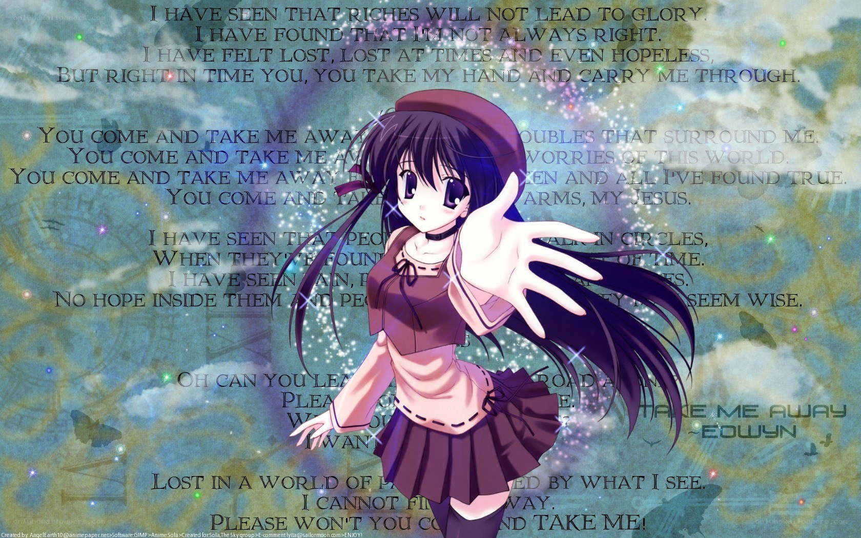 anime girl with text background