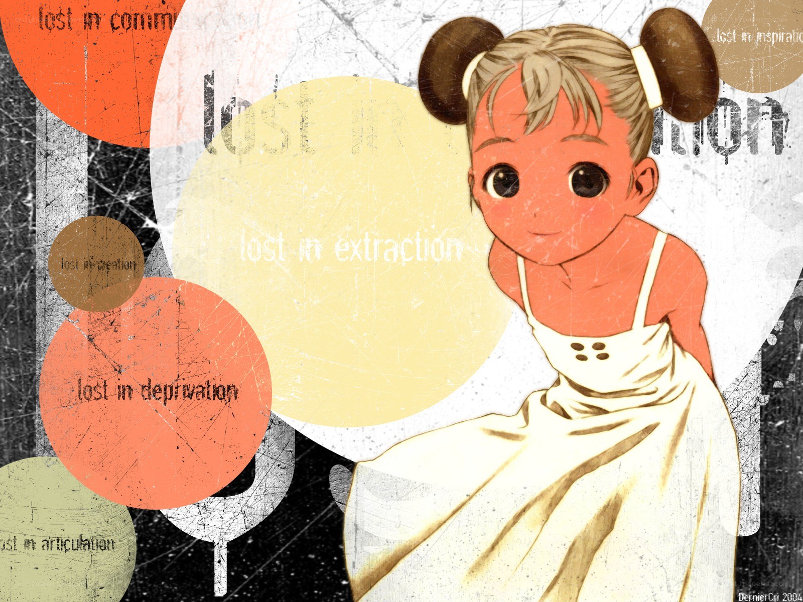 anime girl with text circles