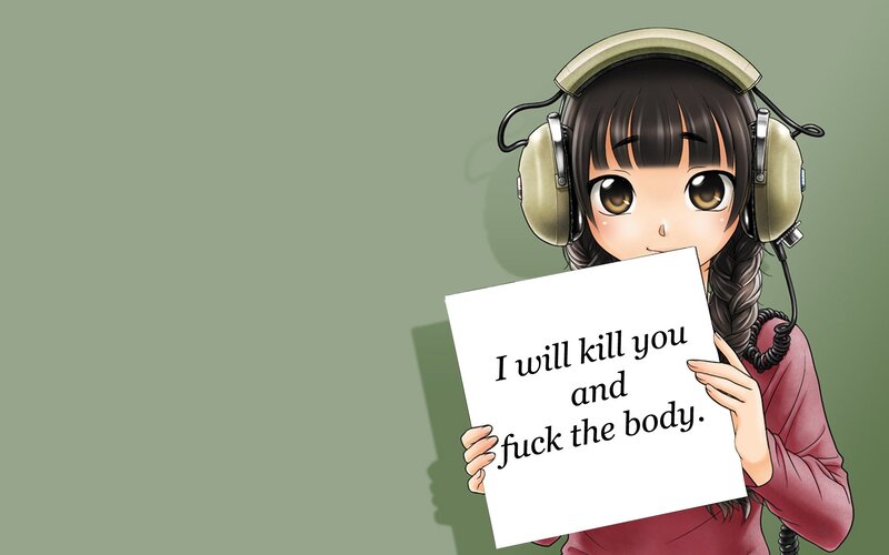 Anime girl with threatening sign