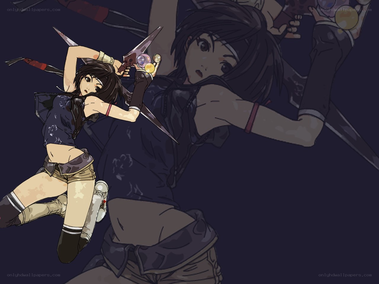 anime girl with throwing knives