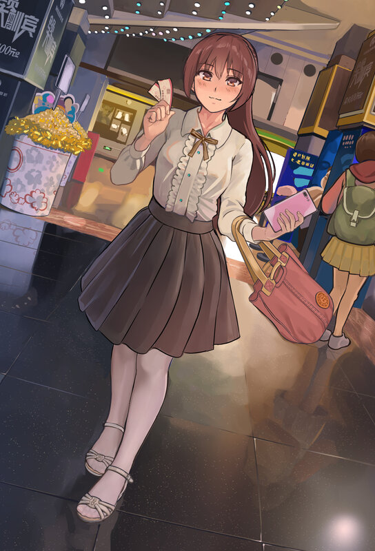 Anime Girl with Tickets
