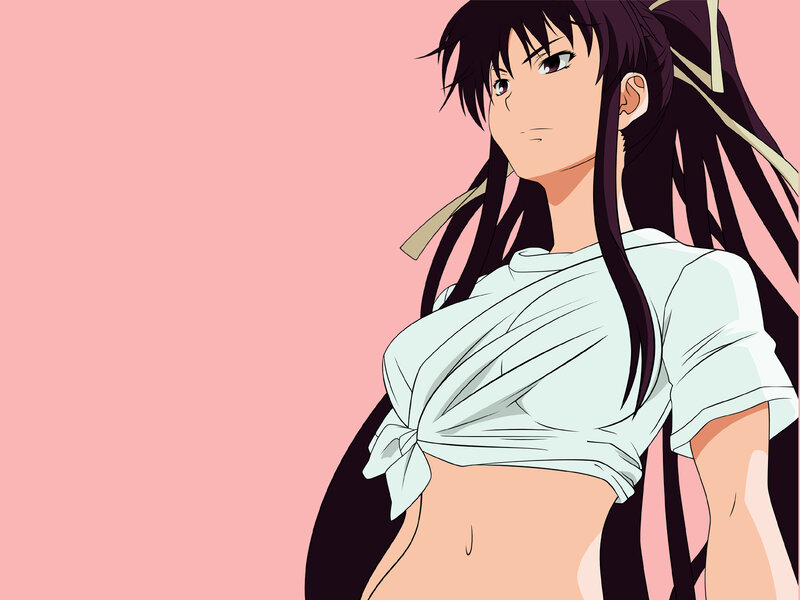 anime girl with tied shirt
