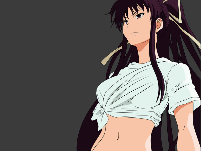 anime girl with tied shirt