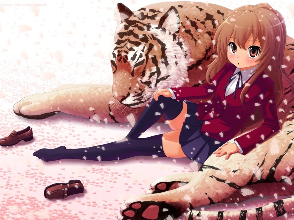 Anime girl with tiger
