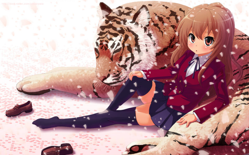 Anime girl with tiger