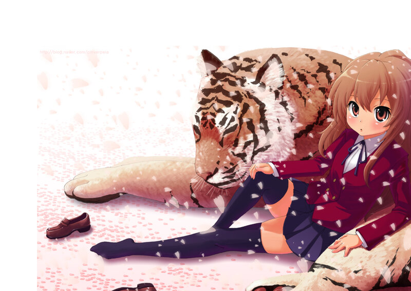 Anime girl with tiger