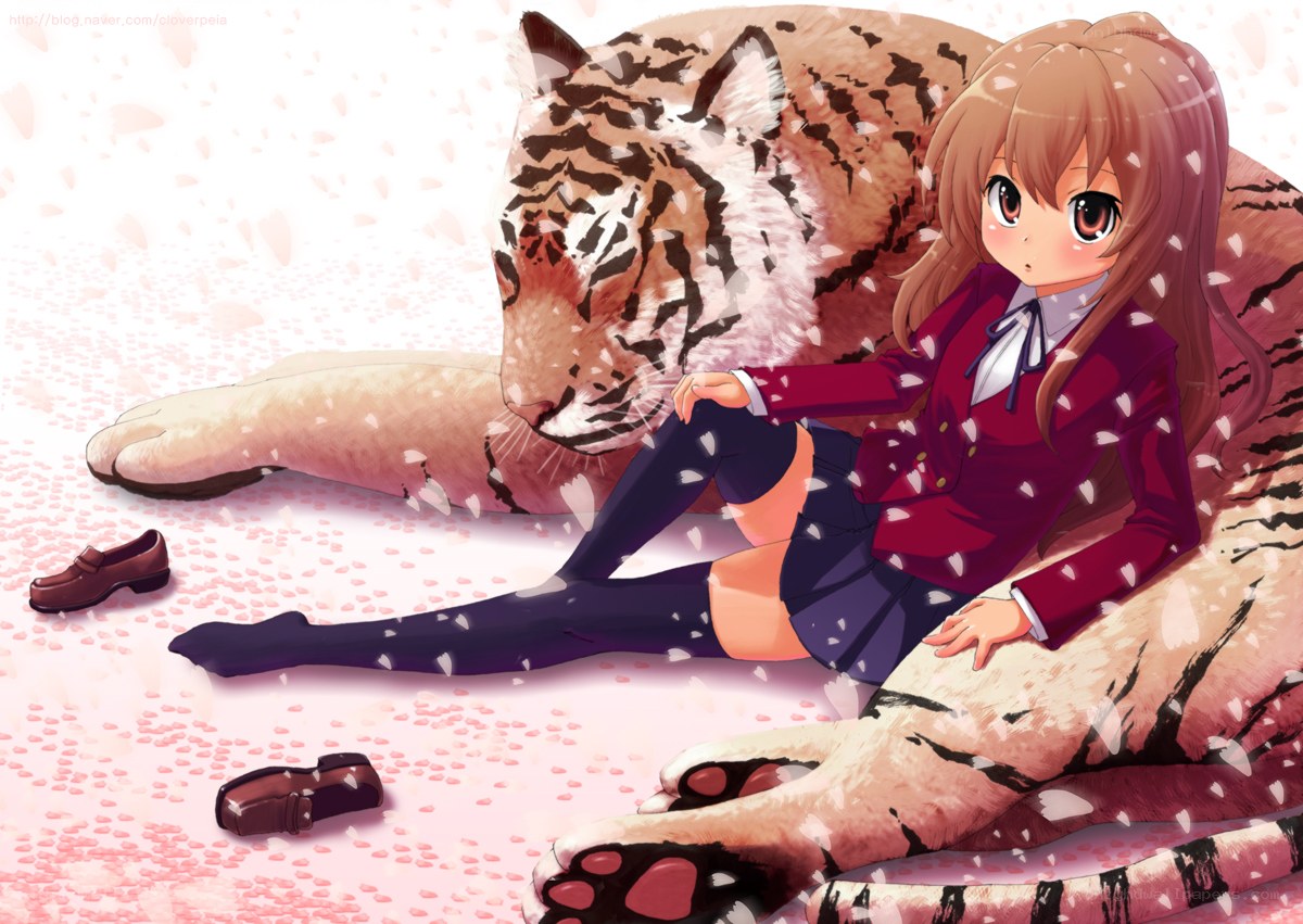 anime girl with tiger