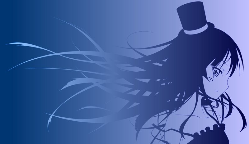 Anime Girl with Top Hat — Blue