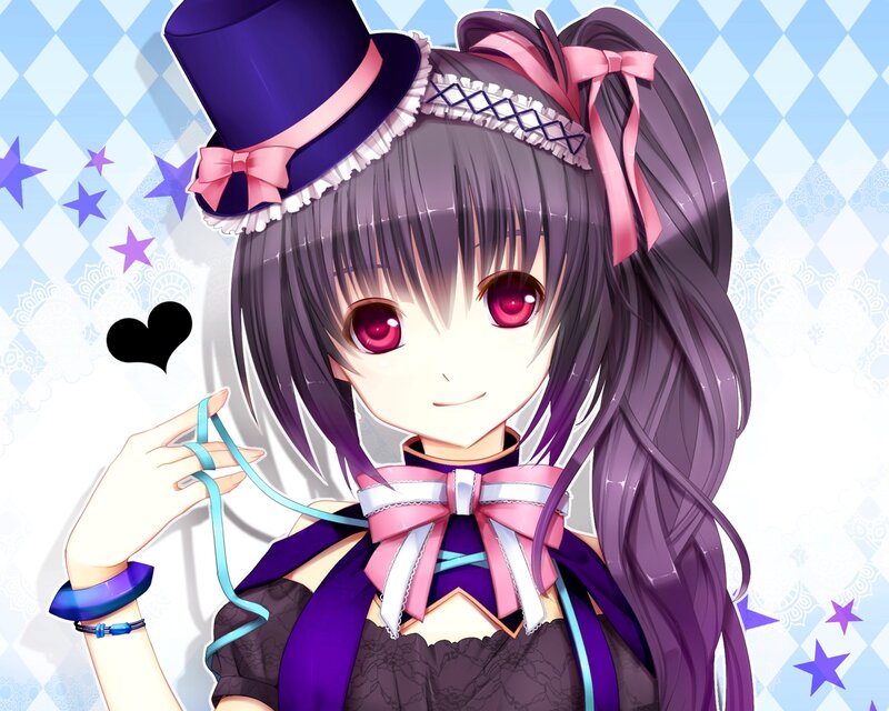 Anime Girl with Top Hat — Purple