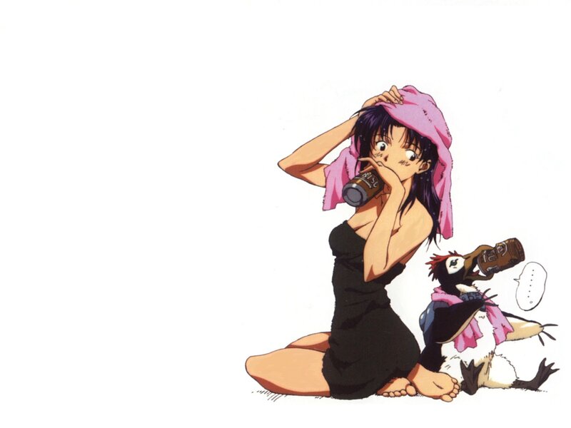 anime girl with towel and bottle