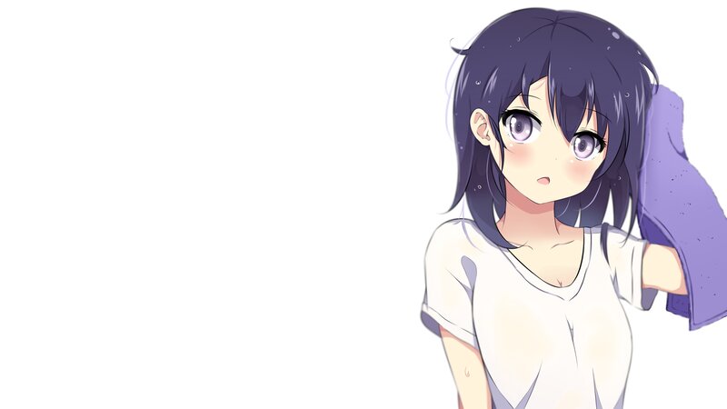 Anime Girl with Towel — Purple