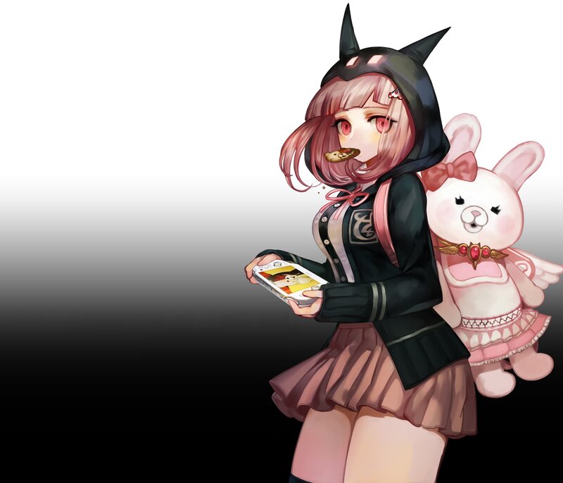 Anime Girl with Toy — Black