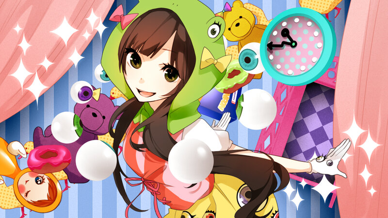 Anime Girl with Toys — Green