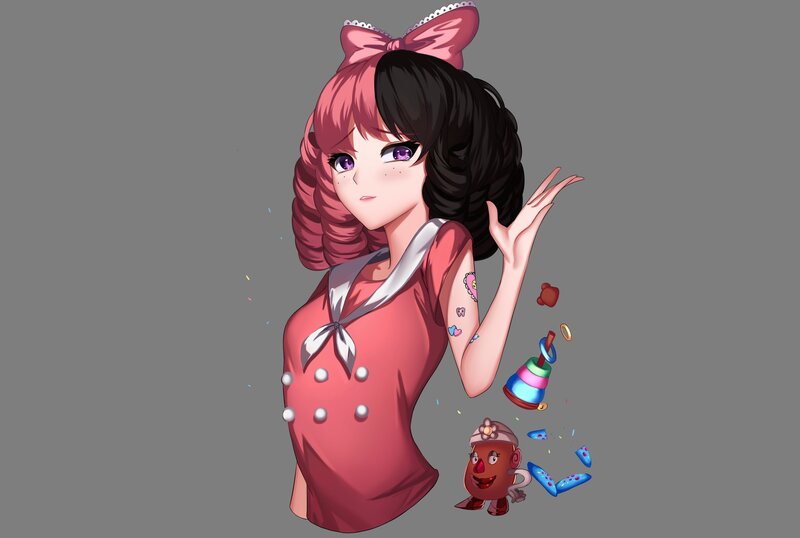 Anime Girl with Toys — Pink