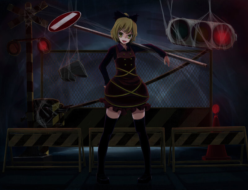 Anime Girl with Traffic Signs — Black