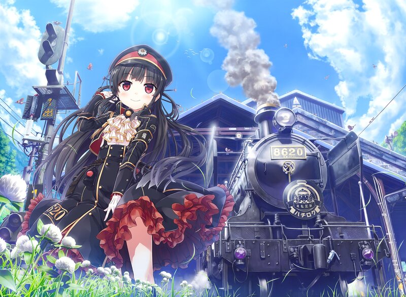 Anime Girl with Train — Blue, Serene
