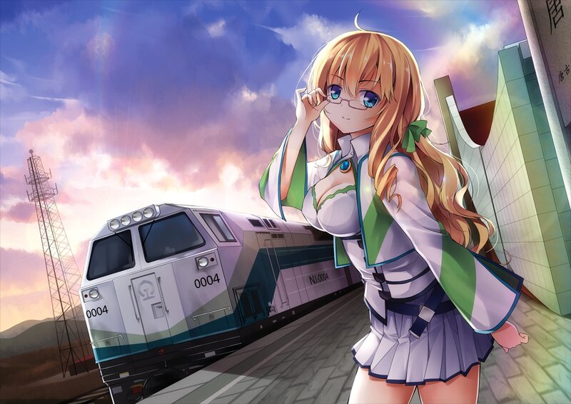 Anime Girl with Train — Purple, Dramatic