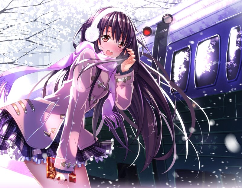 Anime Girl with Train — Purple, Serene