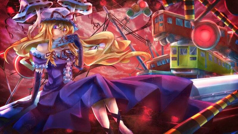 Anime girl with train wreckage