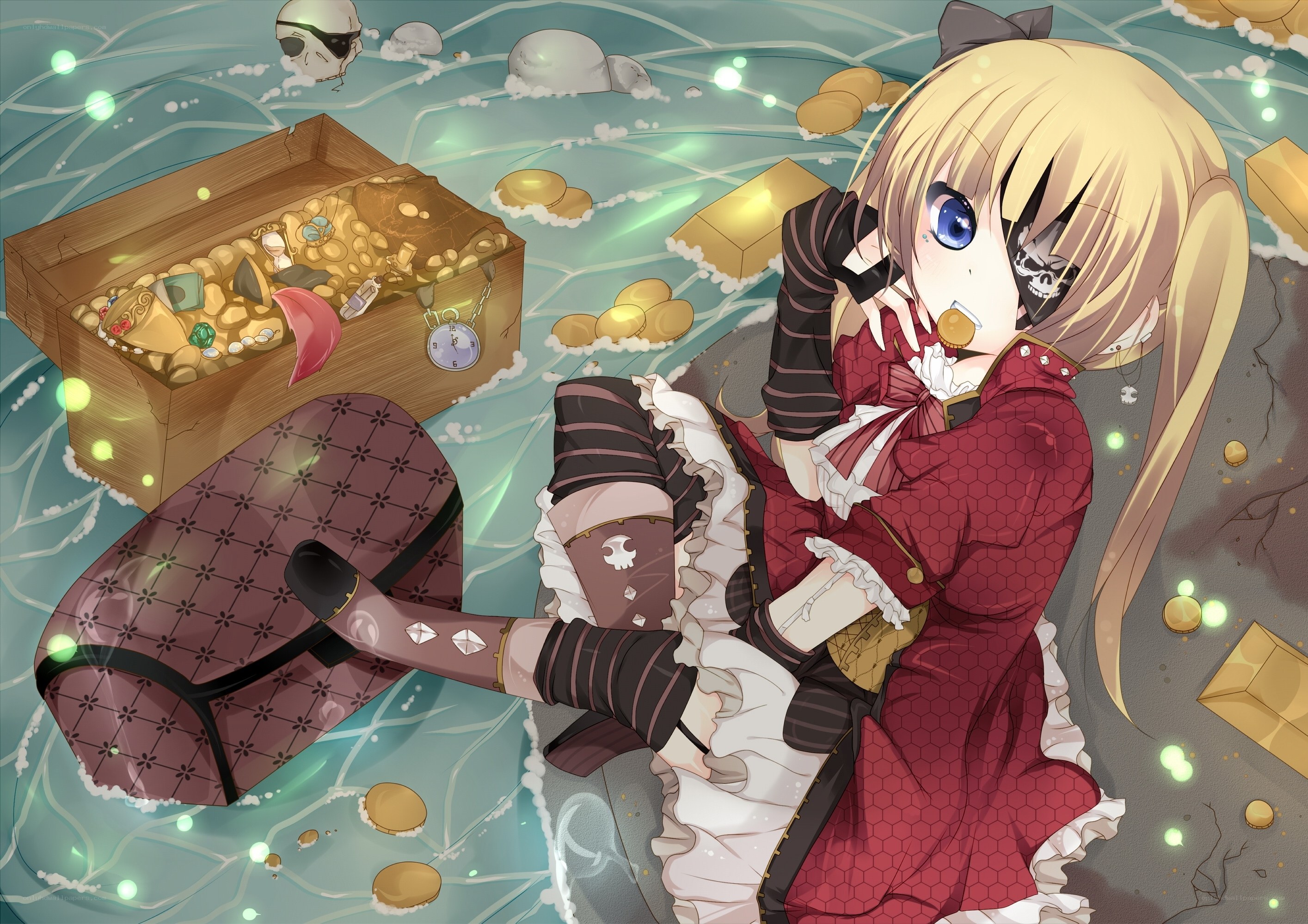 anime girl with treasure chest