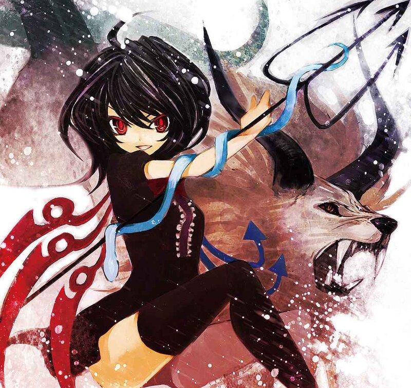 Anime Girl with Trident — Black, Dramatic, Winter