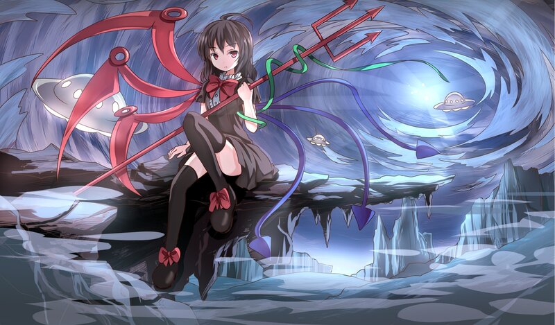 Anime Girl with Trident — Blue, Dramatic