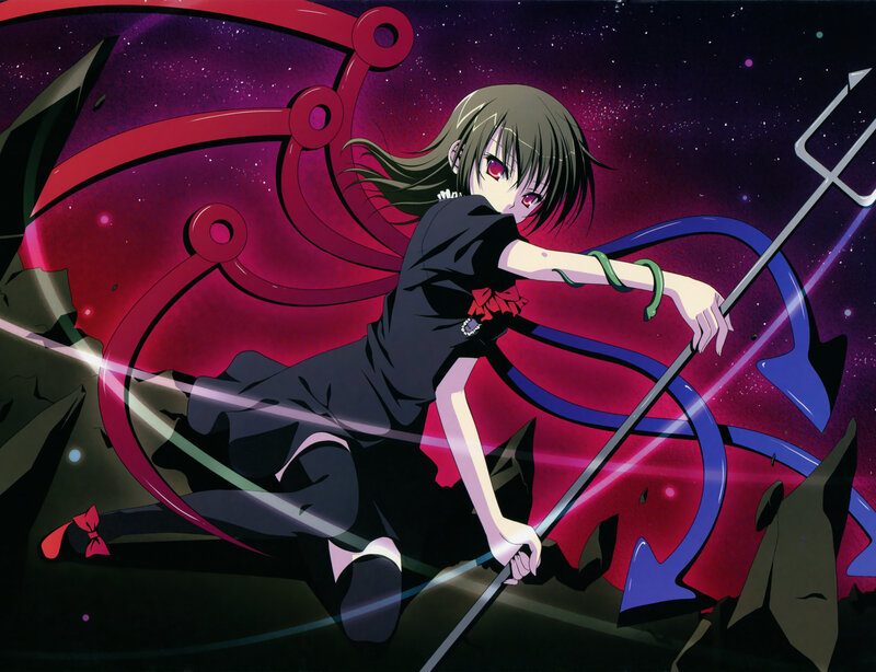 Anime Girl with Trident — Purple, Dramatic, Night