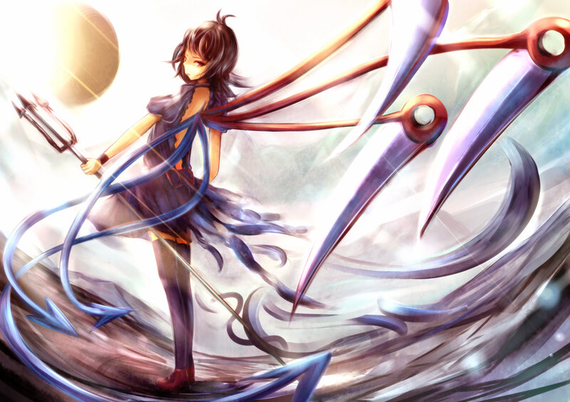 Anime Girl with Trident — Purple, Dramatic