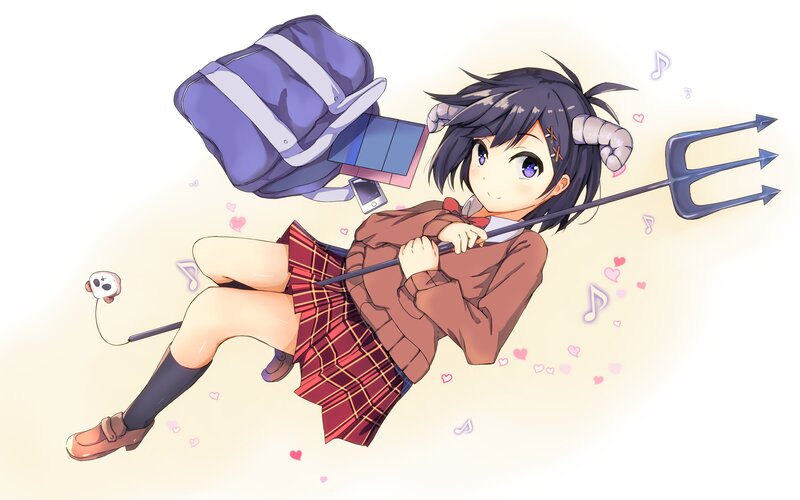 Anime Girl with Trident — Purple, Playful