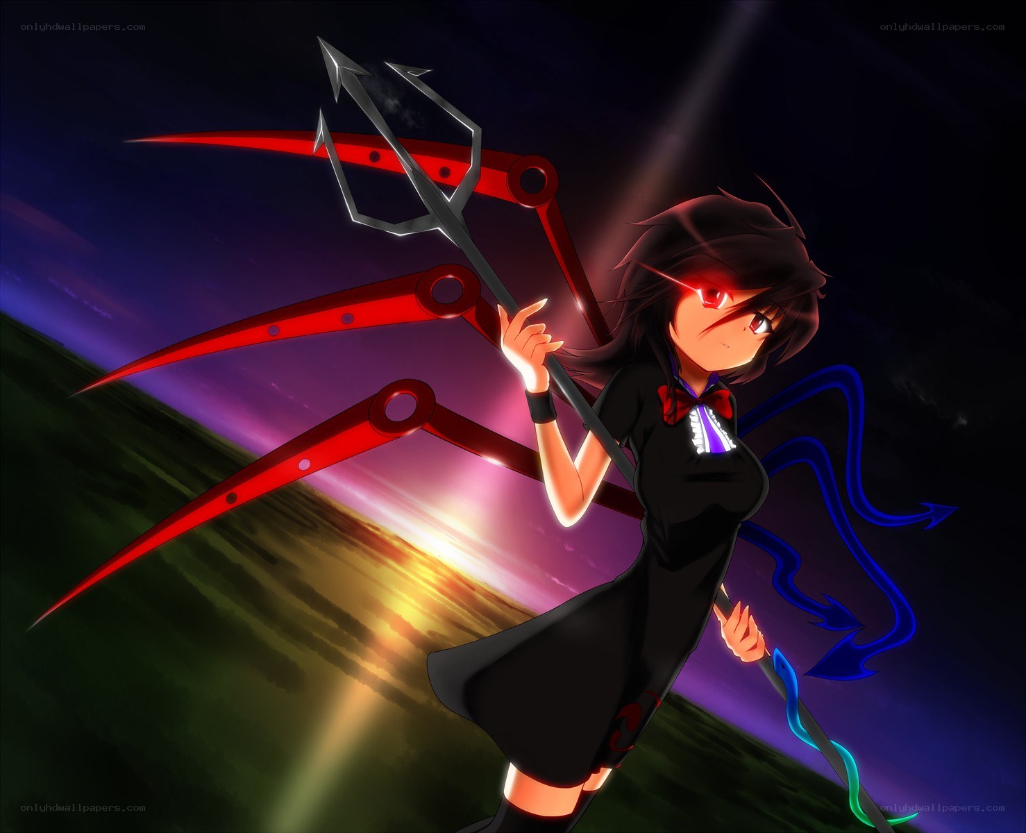 anime girl with trident weapon