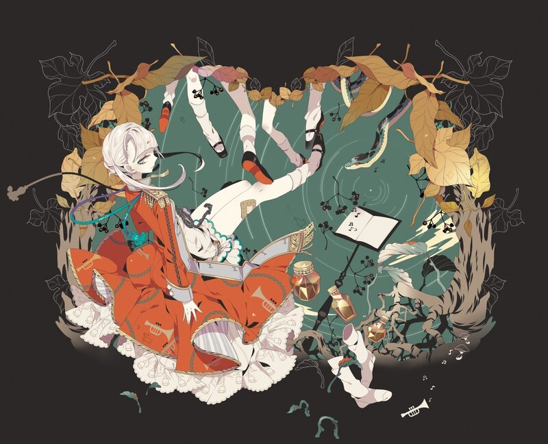 Anime Girl with Trumpet — Orange