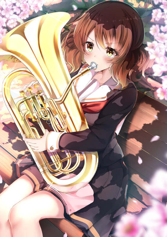 Anime Girl with Tuba — Pink