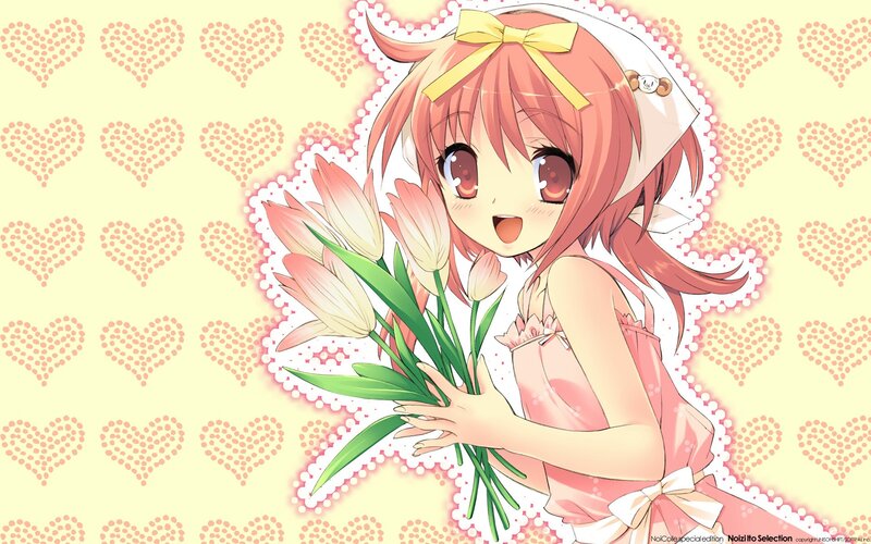 Anime girl with tulips