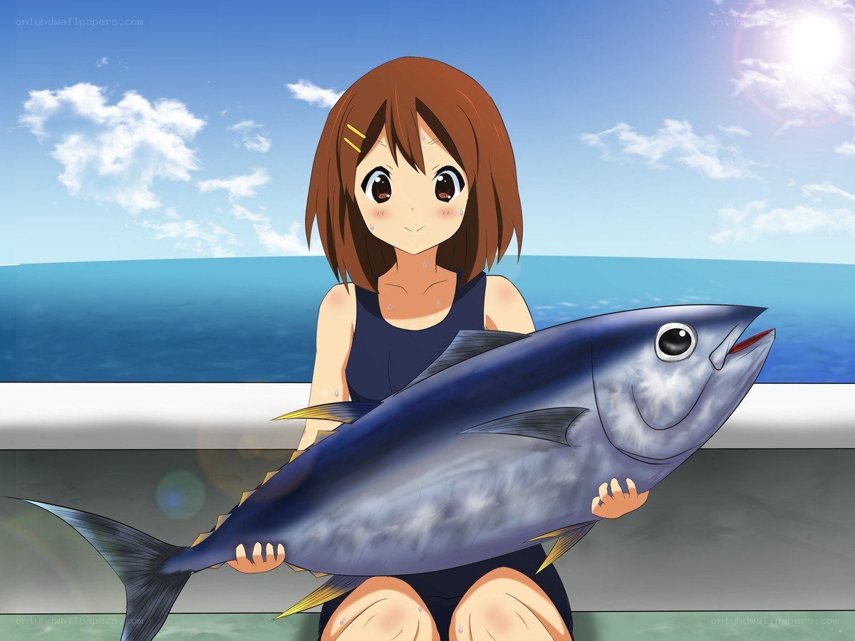 Anime girl with tuna fish