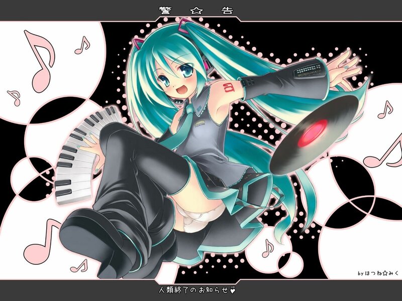 Anime Girl with Turquoise Hair — Black, Energetic