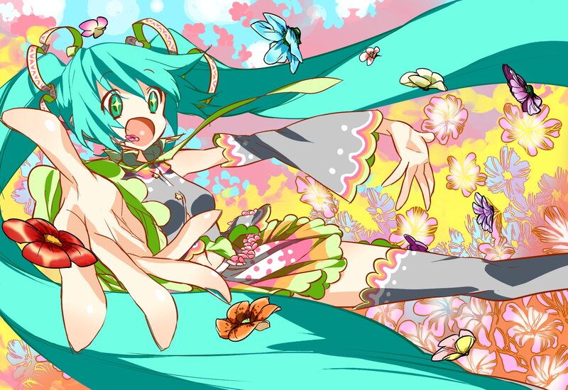 Anime Girl with Turquoise Hair — Cyan, Playful, Spring