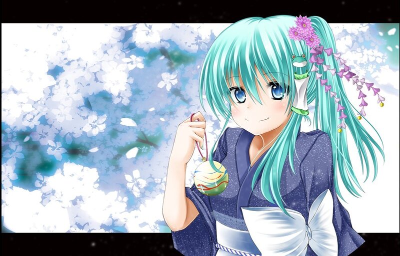 anime girl with turquoise hair