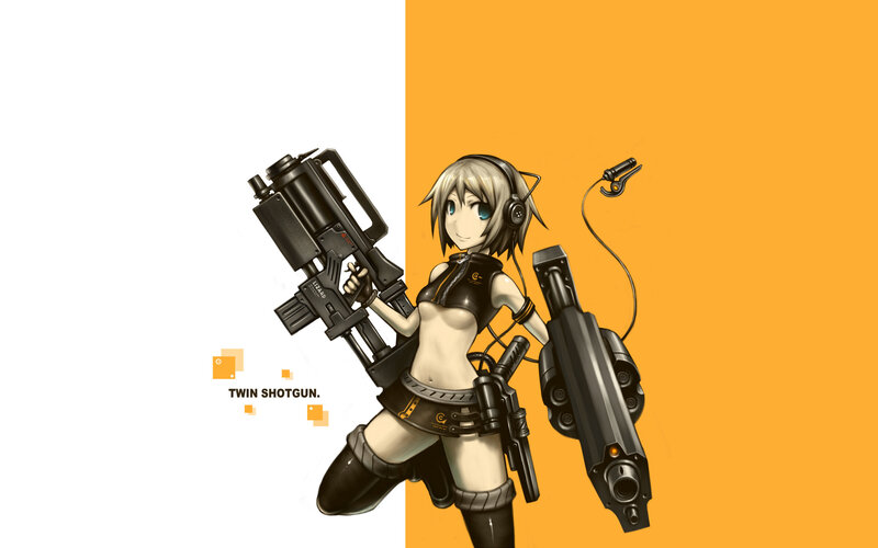 Anime girl with twin shotguns