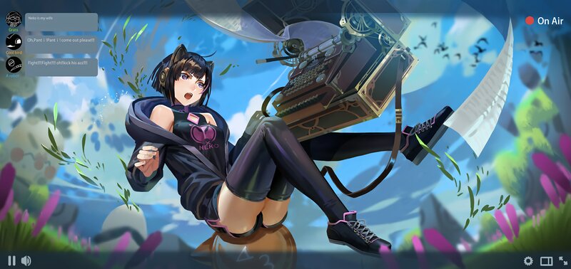 Anime Girl with Typewriter — Blue